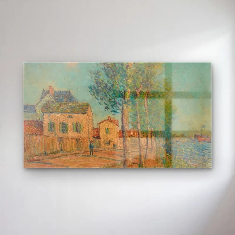 Gustave Loiseau – Le Chemin au bord de la rivière cam tablo — Gustave Loiseau – Le Chemin au bord de la rivière — empresyonist köy sokağı