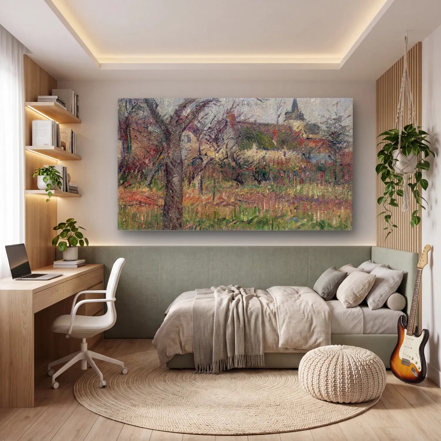 Gustave Loiseau – Le Clos de Monsieur Janson, le Vaudreuil, Eure cam tablo — genç odasında