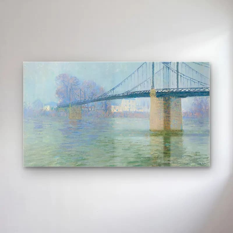 Gustave Loiseau – Le Pont Suspendu À Triel cam tablo — Gustave Loiseau – Le Pont Suspendu À Triel — empresyonist köprü
