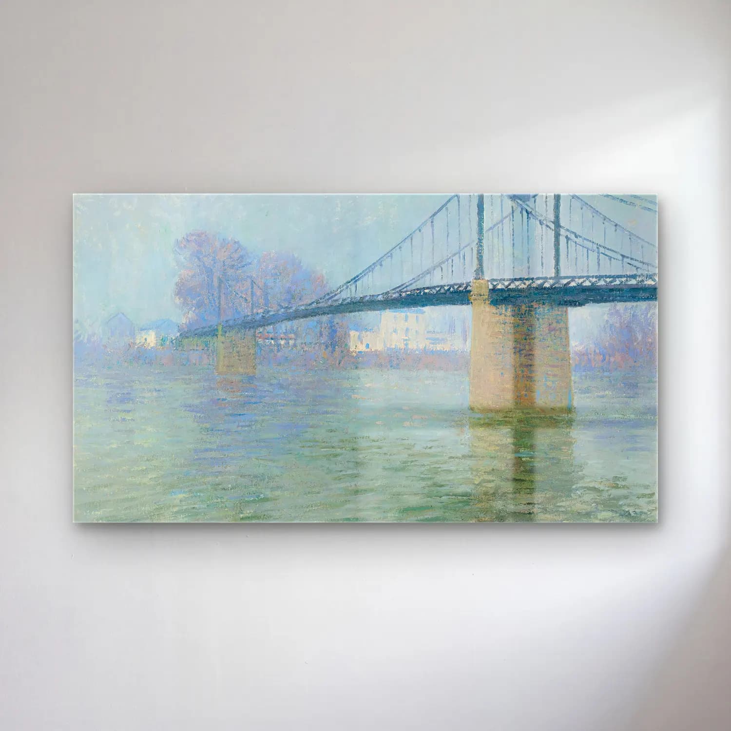 Gustave Loiseau – Le Pont Suspendu À Triel cam tablo — Gustave Loiseau – Le Pont Suspendu À Triel — empresyonist köprü