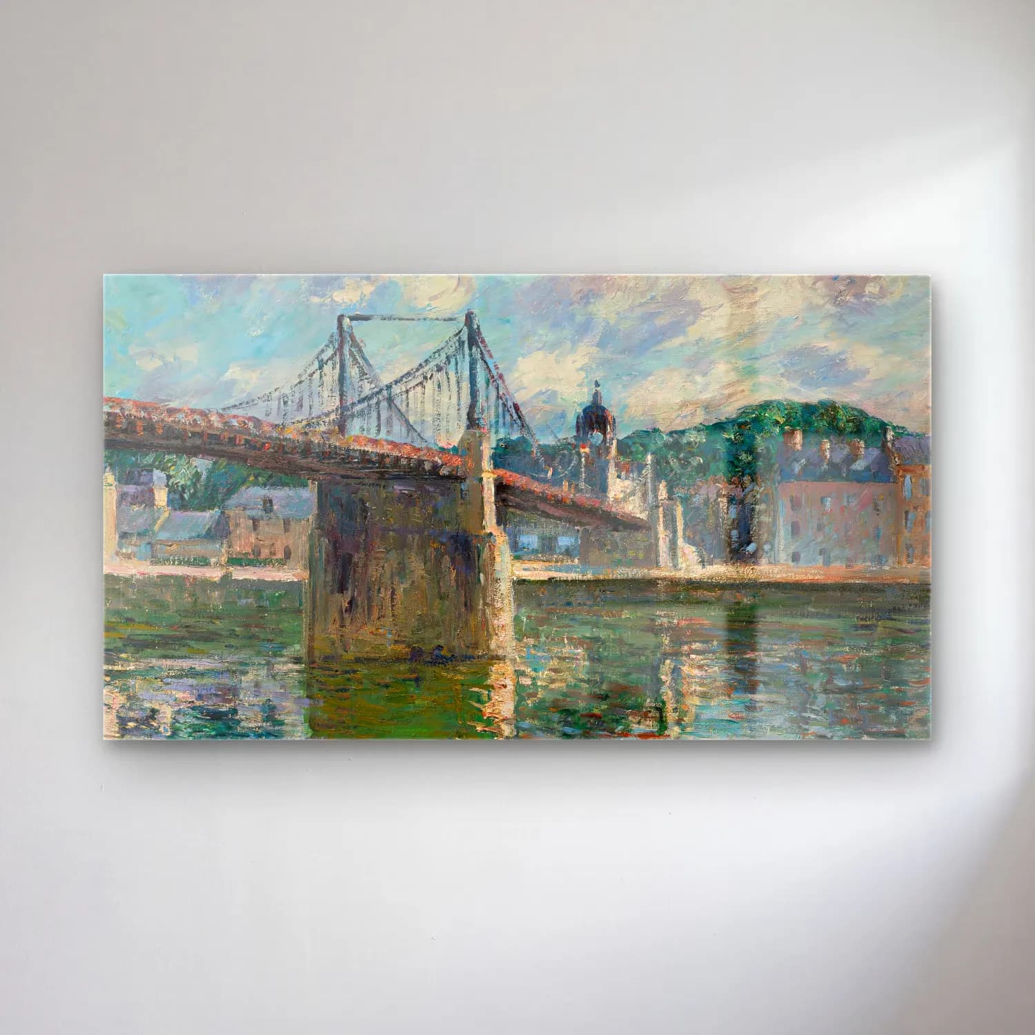 Gustave Loiseau – Le Pont Suspendu D’elbeuf cam tablo — Gustave Loiseau – Le Pont Suspendu D’elbeuf — empresyonist köprü