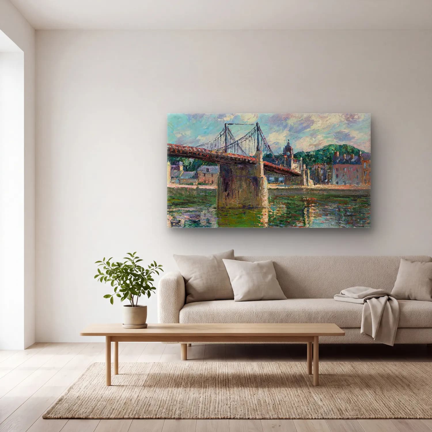 Gustave Loiseau – Le Pont Suspendu D’elbeuf cam tablo — açık renk salonda