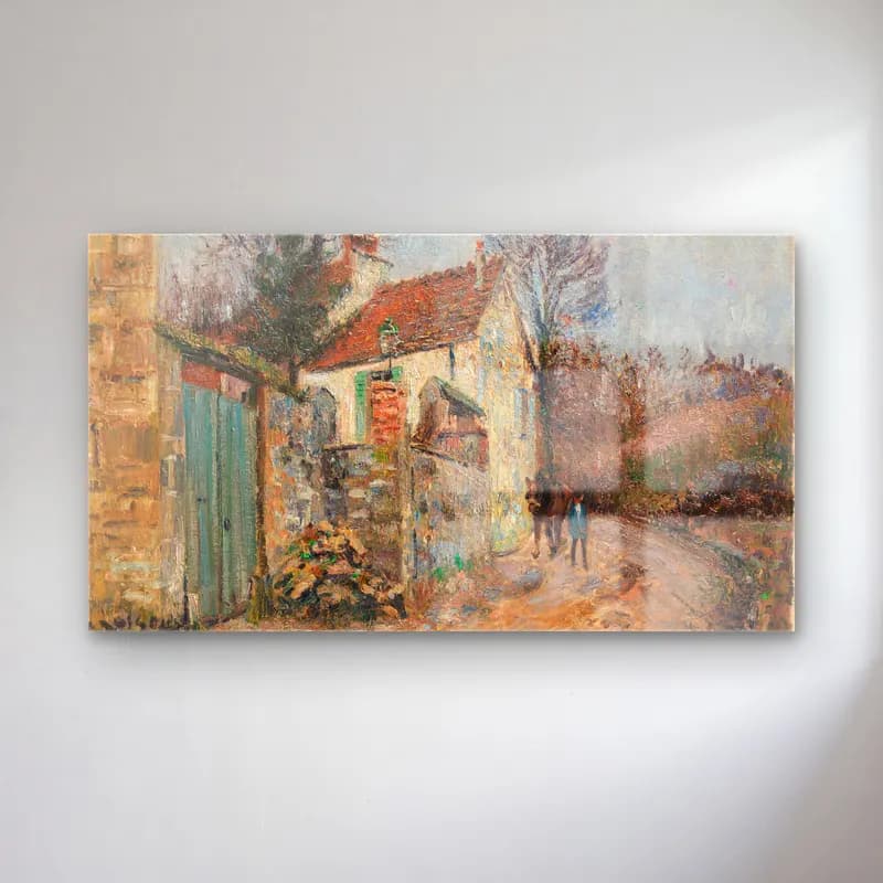 Gustave Loiseau – Le chemin de la Plaine, Pontoise cam tablo — Gustave Loiseau – Le chemin de la Plaine, Pontoise — empresyonist köy sokağı