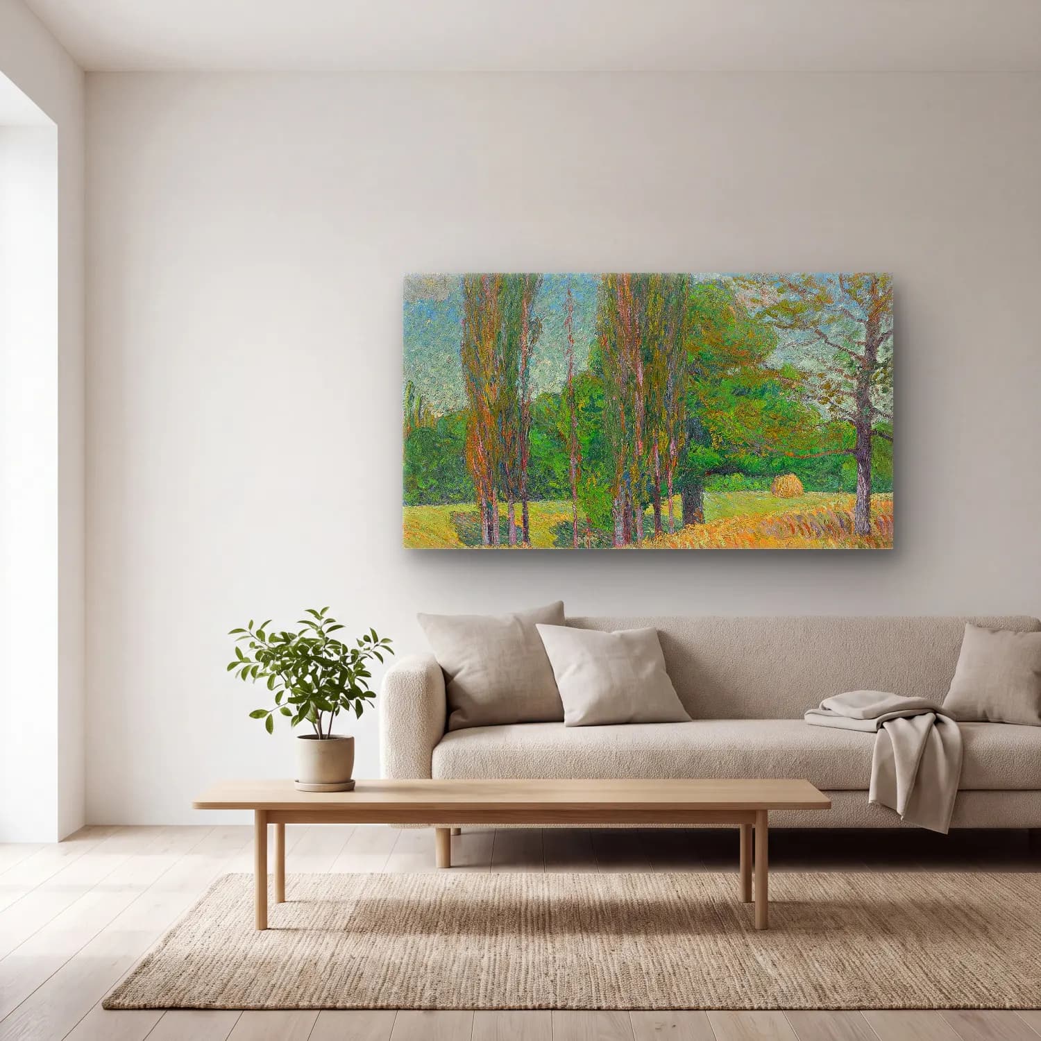 Gustave Loiseau – Les Peupliers cam tablo — açık renk salonda
