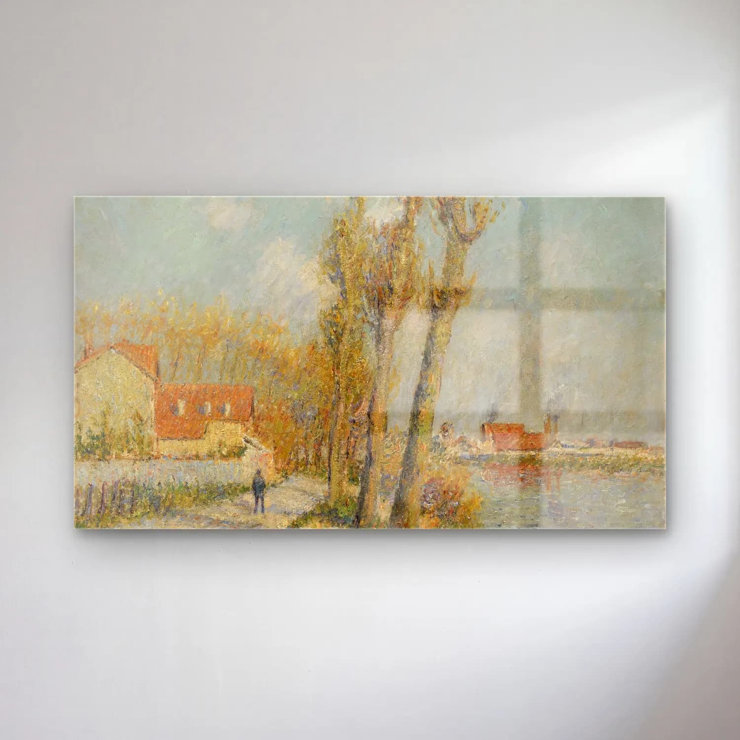 Gustave Loiseau – L’Oise à Pontoise cam tablo — Gustave Loiseau – L’Oise à Pontoise — empresyonist köy sokağı