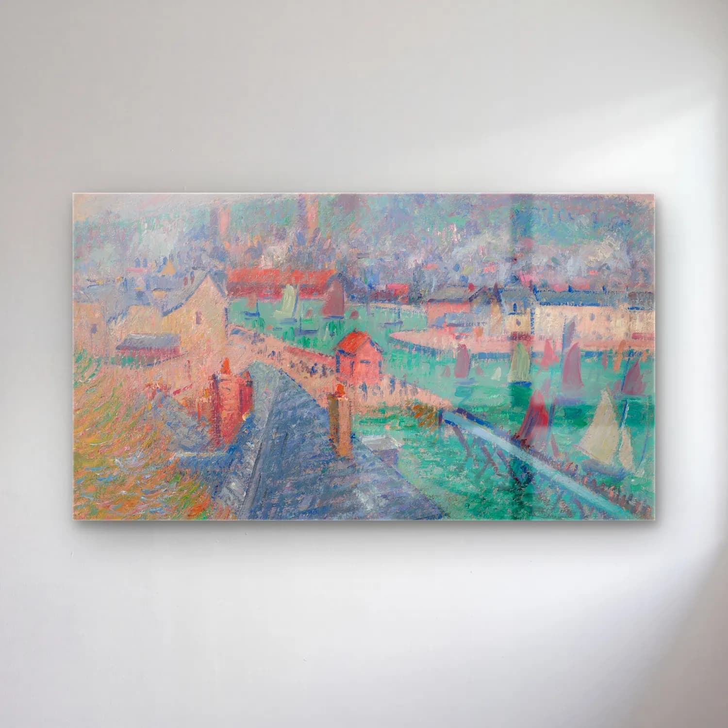 Gustave Loiseau – L’avant port de Fécamp (Normandie) cam tablo — Gustave Loiseau – L’avant port de Fécamp (Normandie) — empresyonist köy sokağı