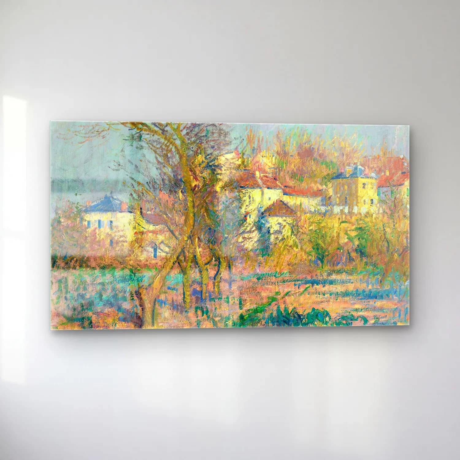 Gustave Loiseau – L’hermitage, Pruniers En Fleurs cam tablo — sol açıdan görünüm