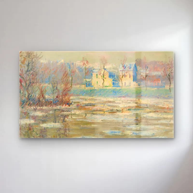 Gustave Loiseau – L’oise En Hiver cam tablo — Gustave Loiseau – L’oise En Hiver — empresyonist karlı kış manzarası