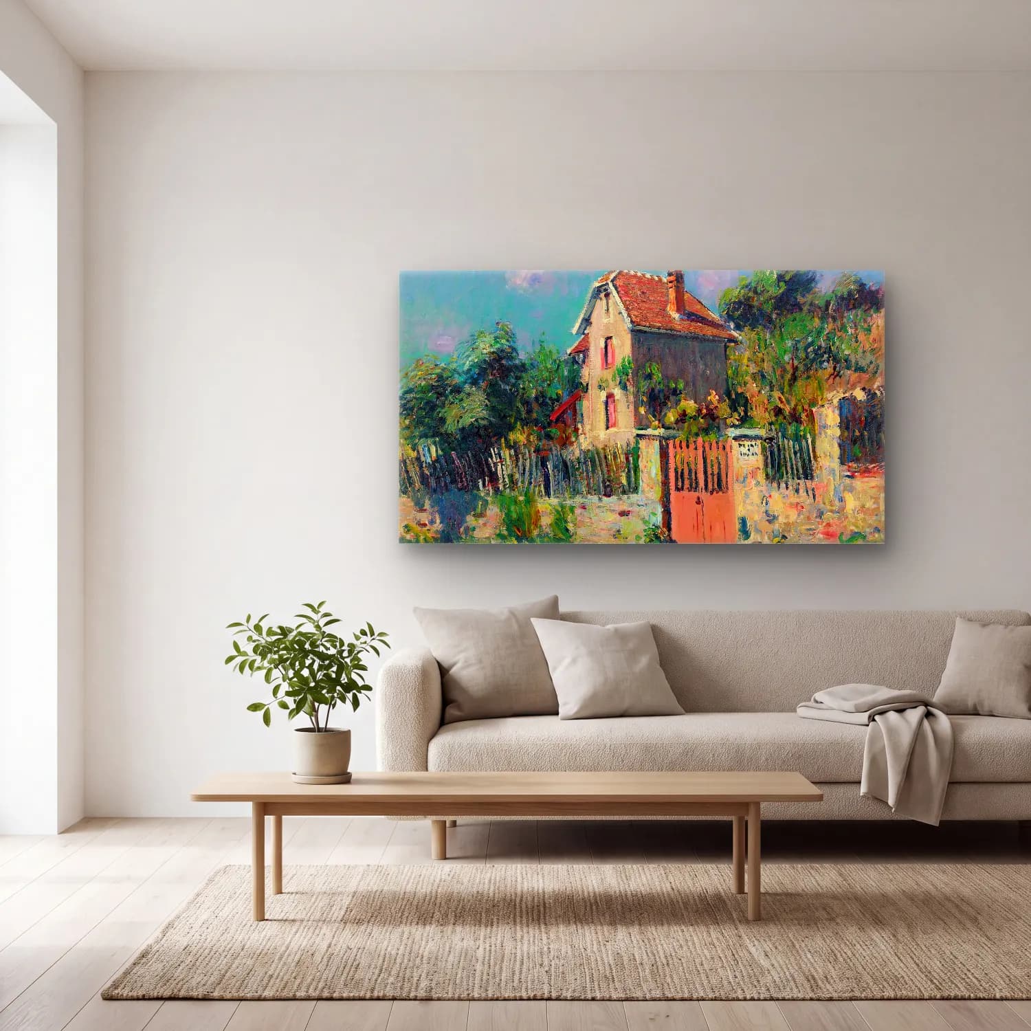 Gustave Loiseau – Maison À La Grille Rose, Environs De Pontoise cam tablo — açık renk salonda