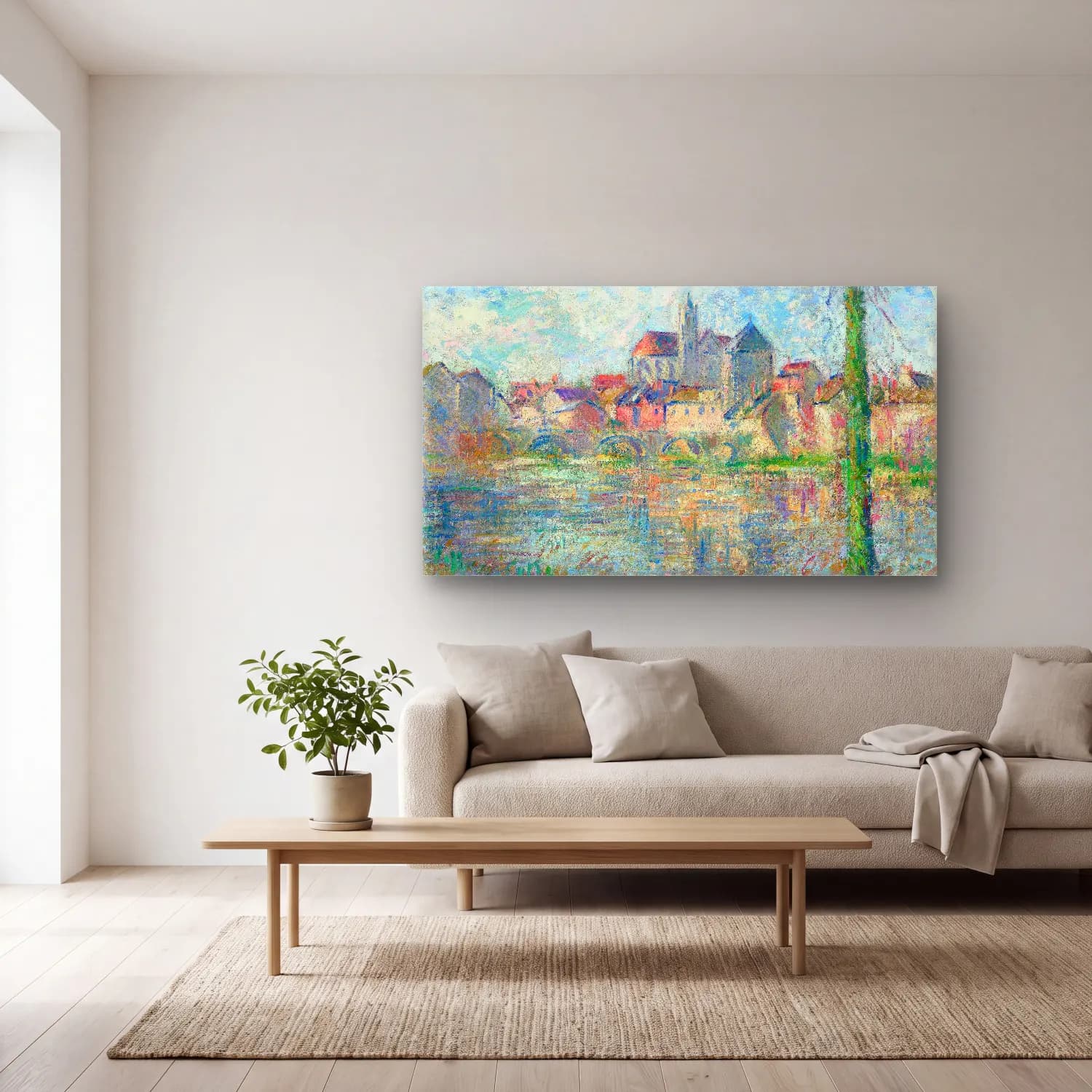 Gustave Loiseau – Moret-sur-Loing cam tablo — açık renk salonda