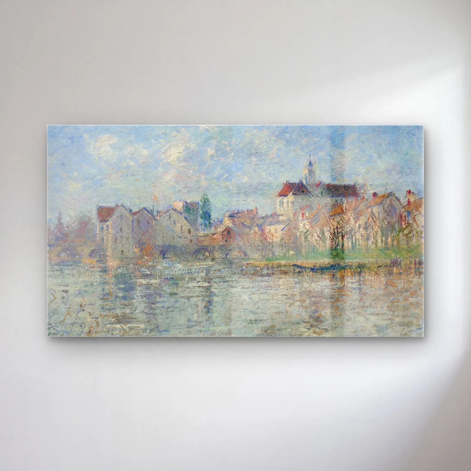 Gustave Loiseau – Moret-sur-Loing (circa 1932) cam tablo — Gustave Loiseau – Moret-sur-Loing (circa 1932) — empresyonist liman ve tekneler