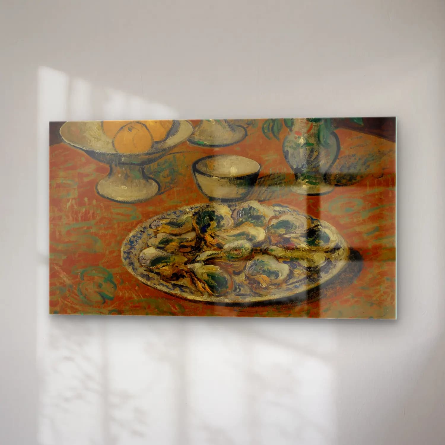 Gustave Loiseau – Nature morte, huîtres, fruits et fleurs cam tablo — sağ açıdan görünüm