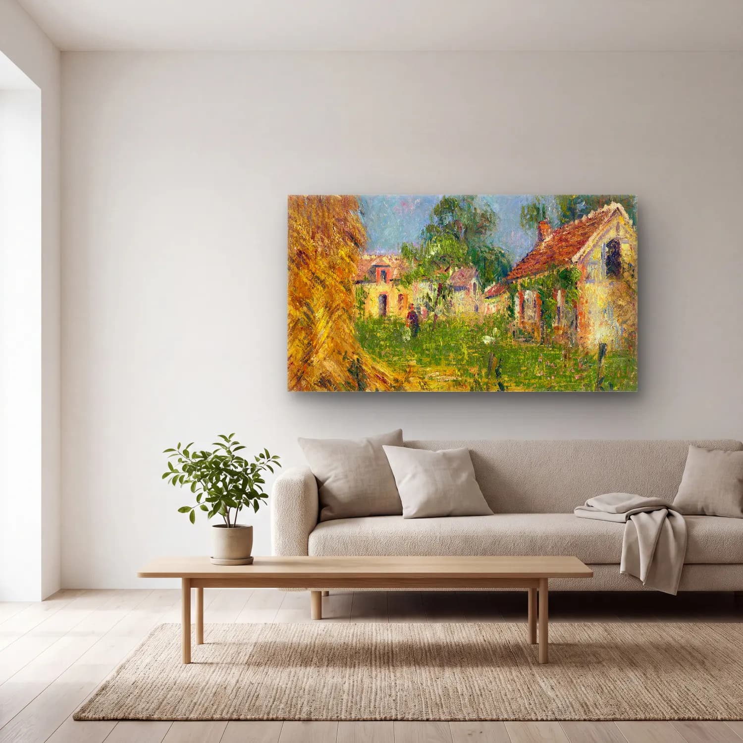 Gustave Loiseau – Petite ferme dans le Calvados cam tablo — açık renk salonda