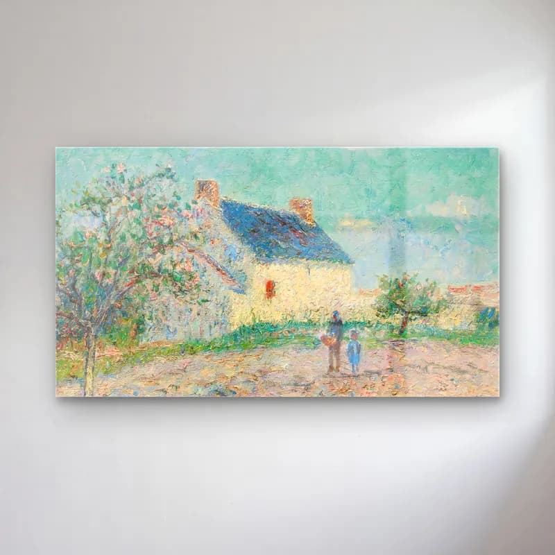 Gustave Loiseau – Pommiers En Fleur (circa 1907) cam tablo — Gustave Loiseau – Pommiers En Fleur (circa 1907) — empresyonist kır evi