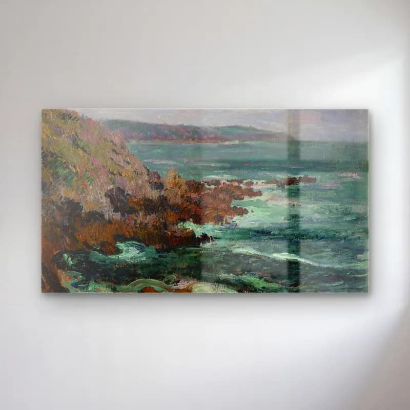 Gustave Loiseau – Rochers dominant la mer en Bretagne (circa 1906) cam tablo — Gustave Loiseau – Rochers dominant la mer en Bretagne (circa 1906) — empresyonist dalgalı sahil