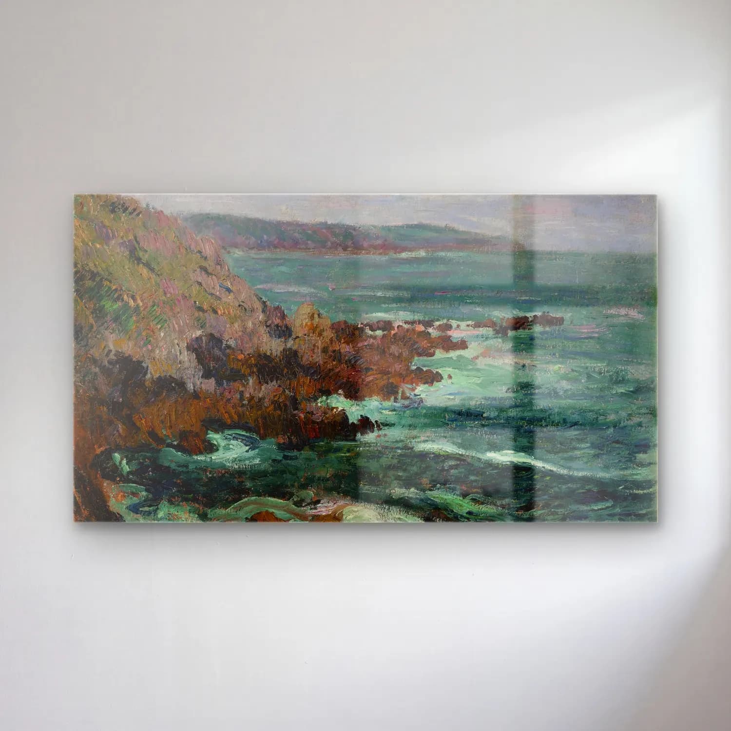 Gustave Loiseau – Rochers dominant la mer en Bretagne (circa 1906) cam tablo — Gustave Loiseau – Rochers dominant la mer en Bretagne (circa 1906) — empresyonist dalgalı sahil