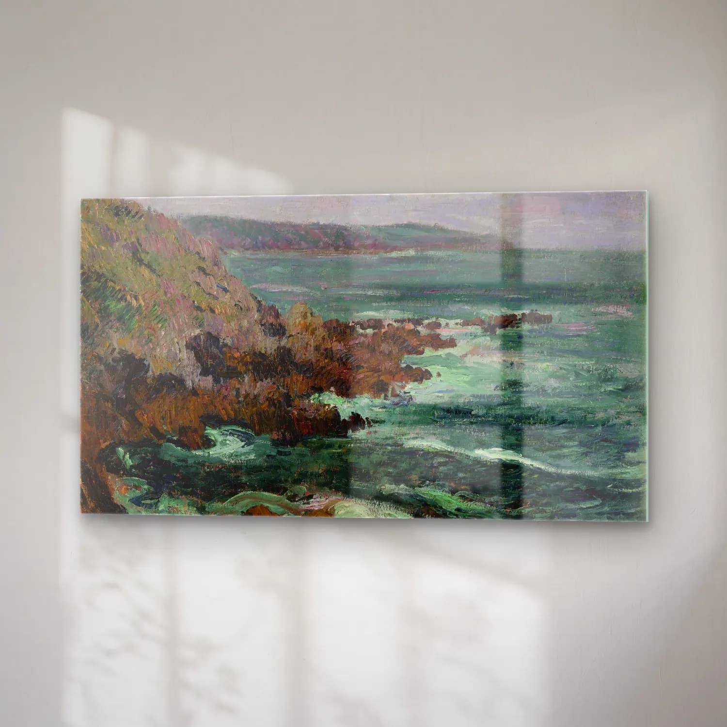 Gustave Loiseau – Rochers dominant la mer en Bretagne (circa 1906) cam tablo — sağ açıdan görünüm