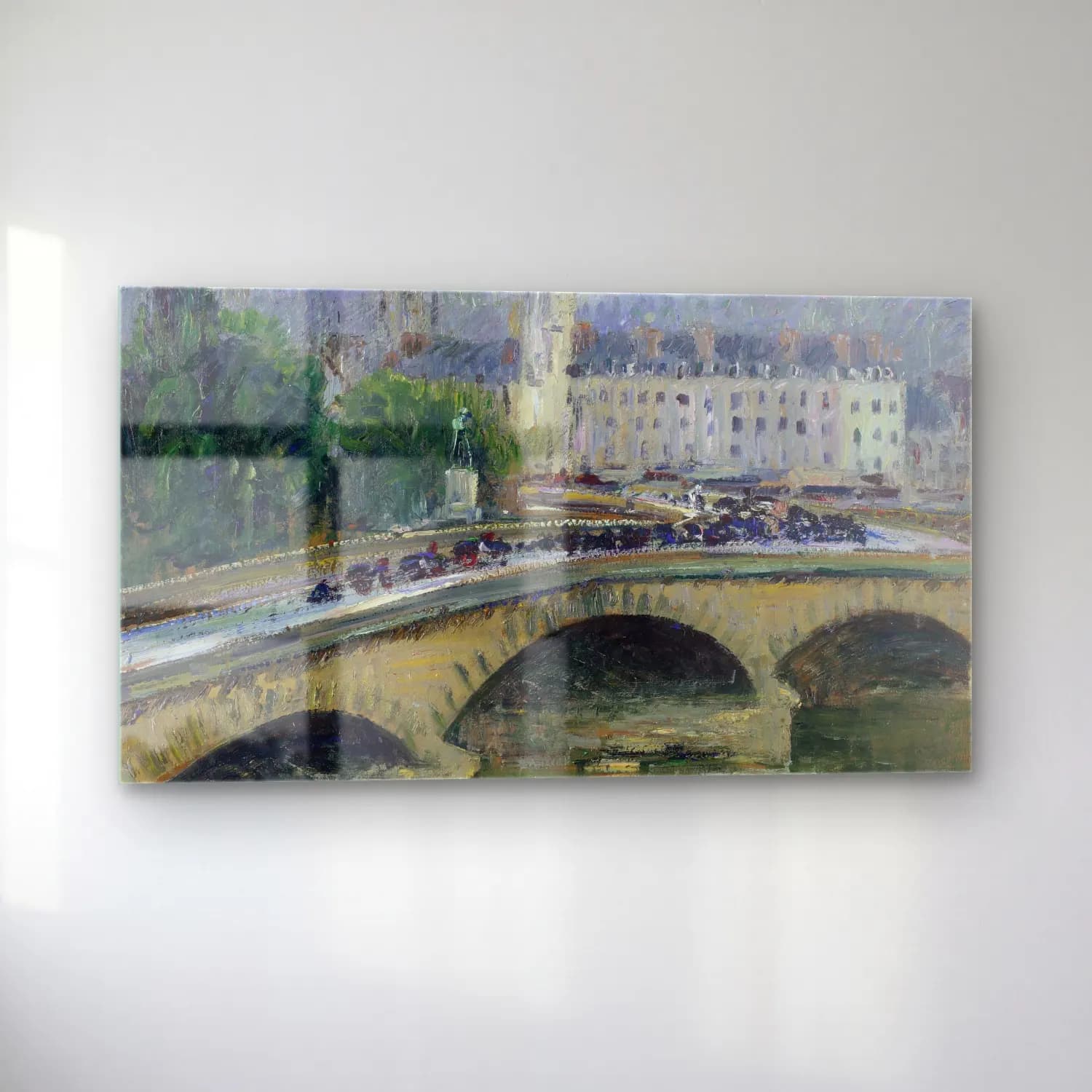 Gustave Loiseau – Rouen le pont Corneille (circa 1927) cam tablo — sol açıdan görünüm