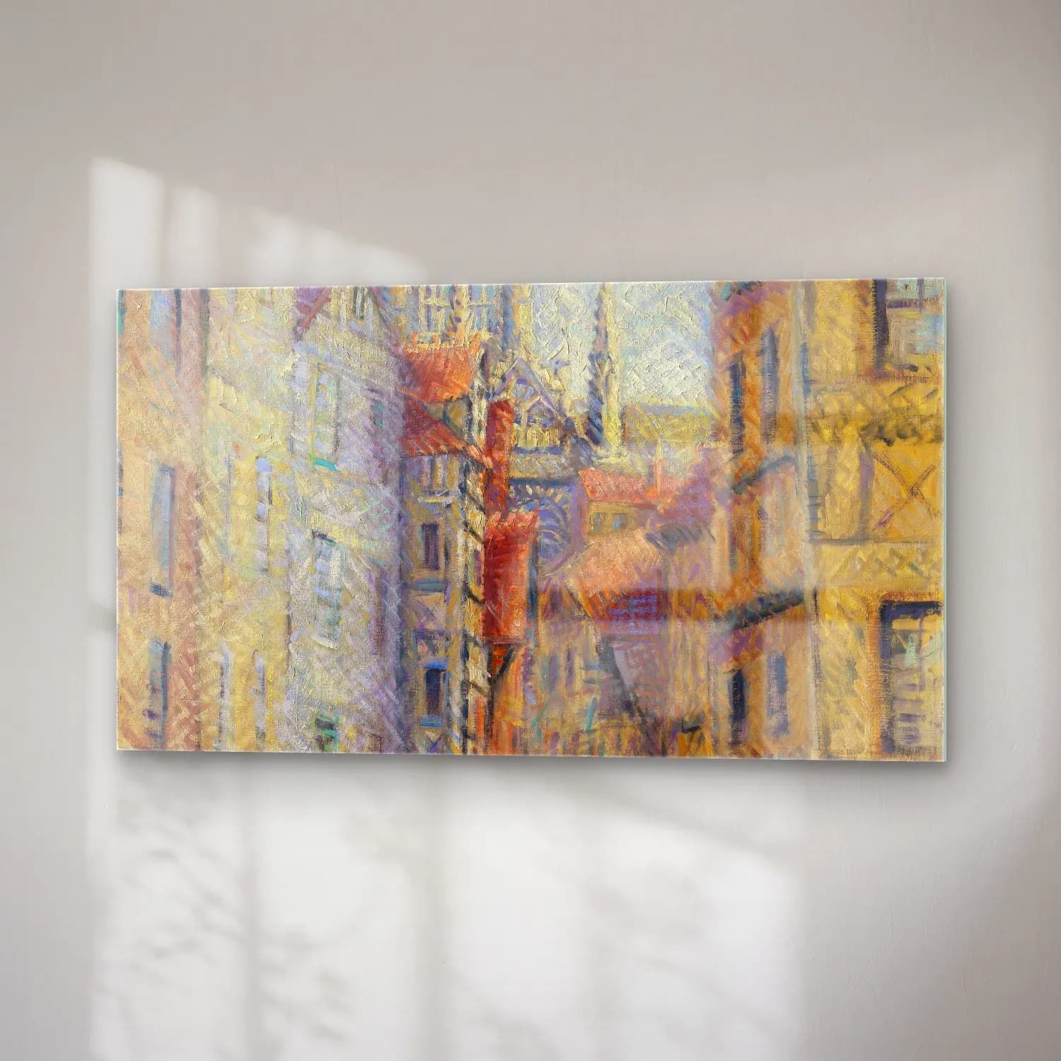Gustave Loiseau – Rouen, Rue avec l’Église cam tablo — sağ açıdan görünüm