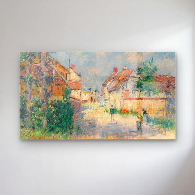Gustave Loiseau – Rue À Saint-Cyr-Du-Vaudreuil cam tablo — Gustave Loiseau – Rue À Saint-Cyr-Du-Vaudreuil — empresyonist köy sokağı
