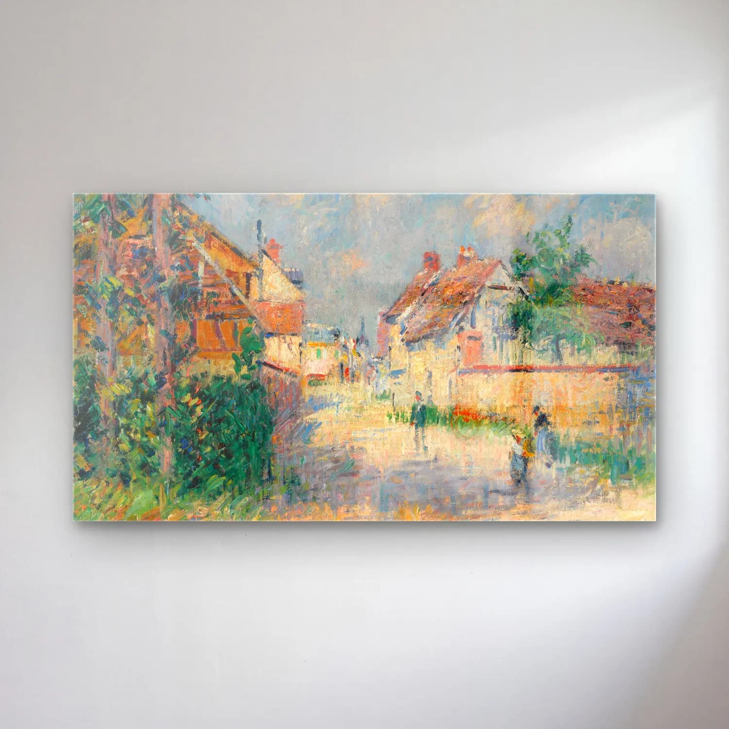 Gustave Loiseau – Rue À Saint-Cyr-Du-Vaudreuil cam tablo — Gustave Loiseau – Rue À Saint-Cyr-Du-Vaudreuil — empresyonist köy sokağı