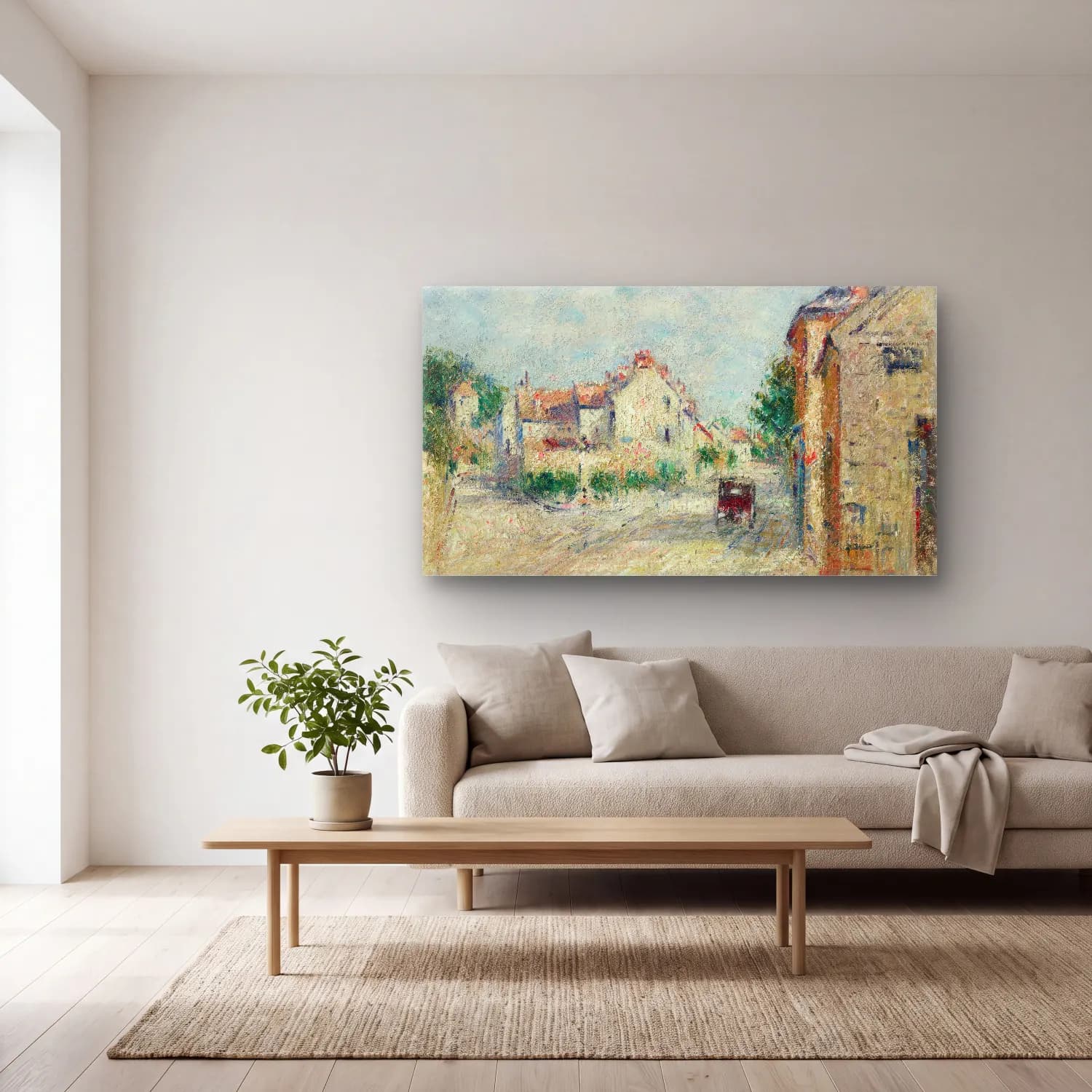 Gustave Loiseau – Rue de village en Normandie cam tablo — açık renk salonda