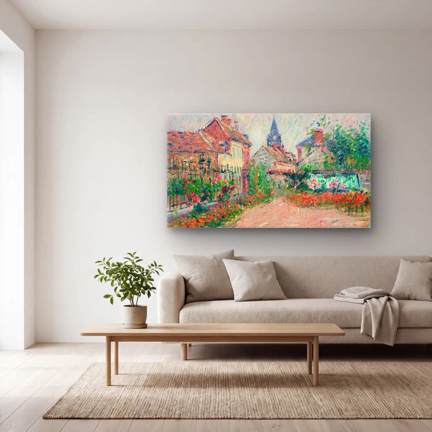 Gustave Loiseau – Vue de Saint-Cyr-du-Vaudreuil, Eure cam tablo — açık renk salonda