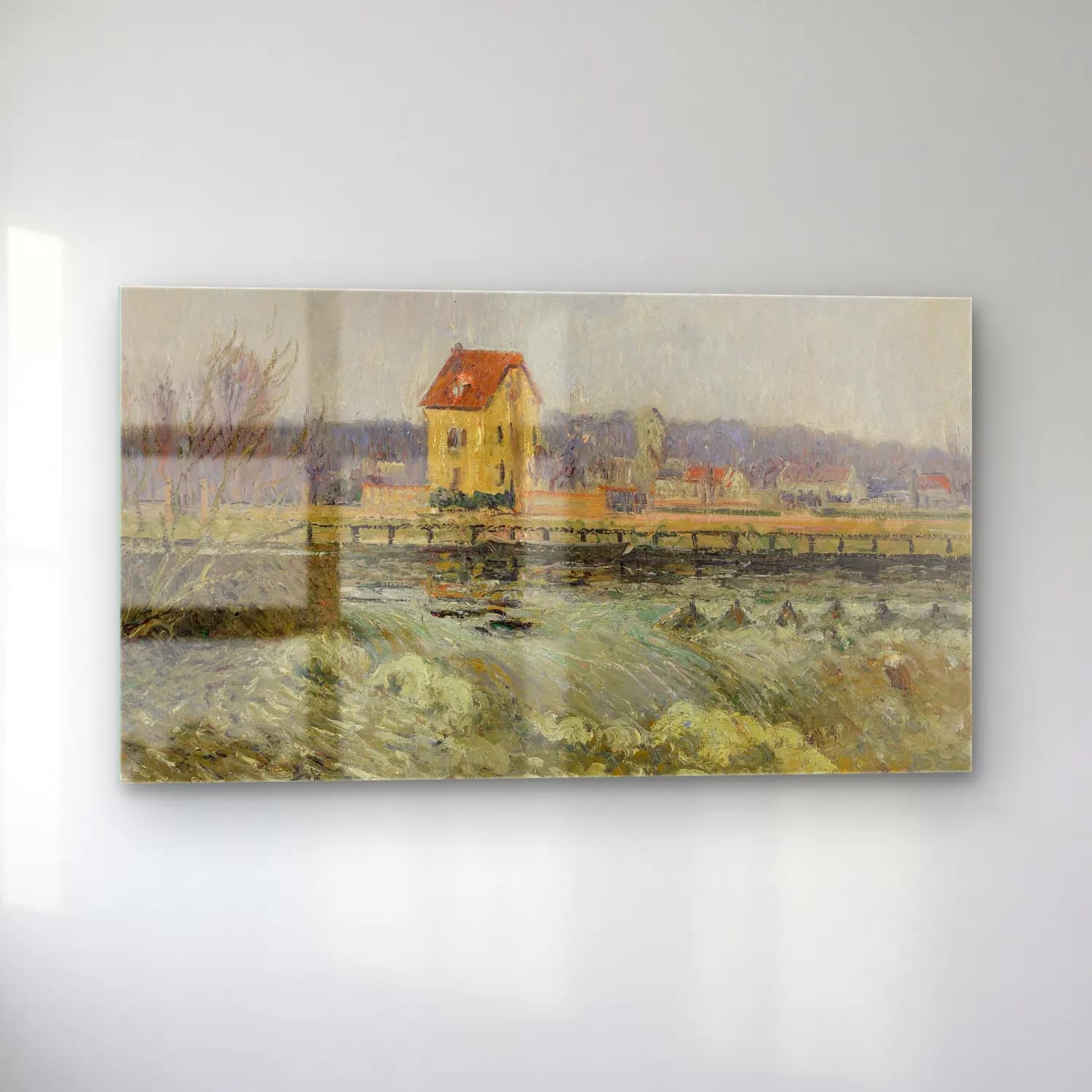 Gustave Loiseau – Vue de Triel sous la neige cam tablo — sol açıdan görünüm