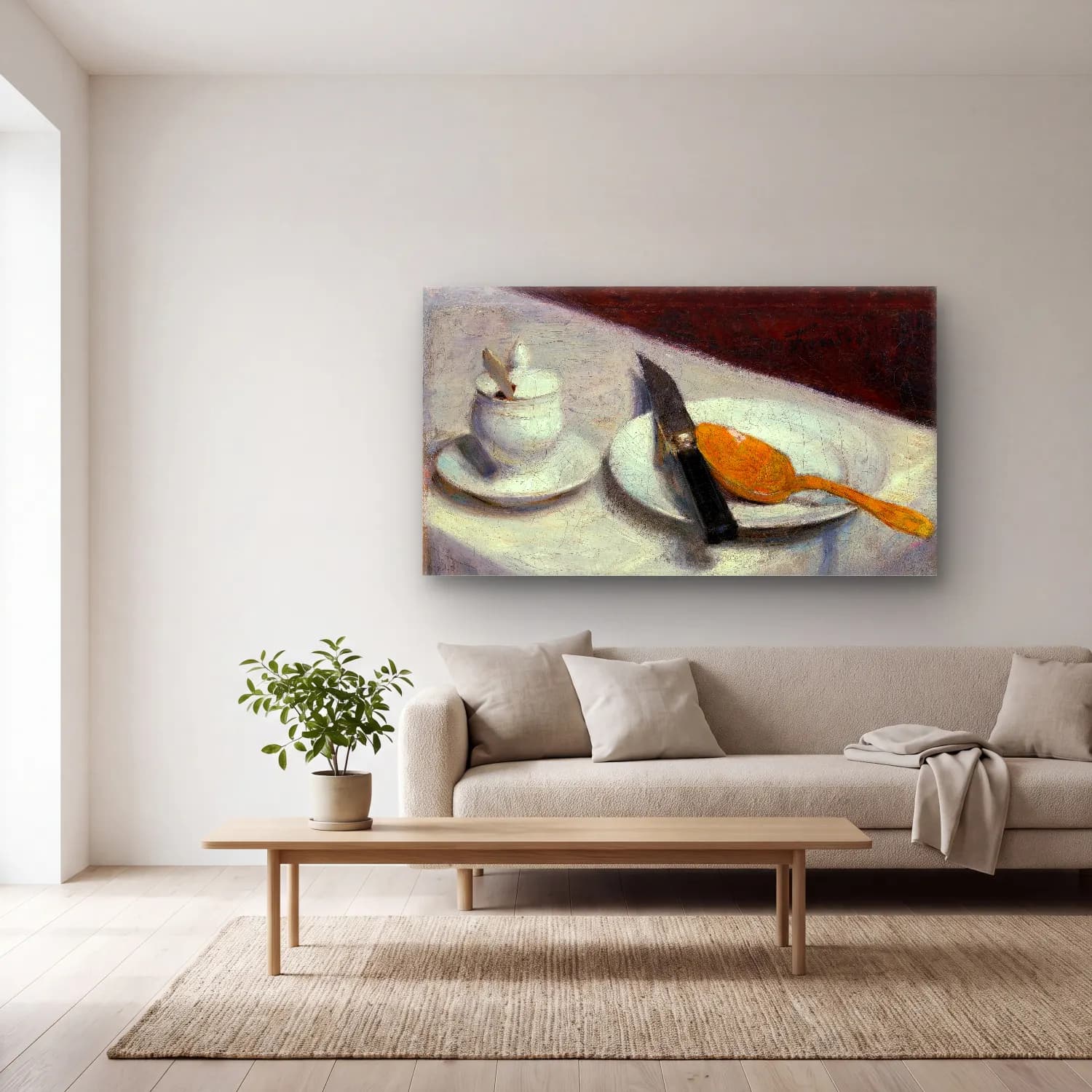 Henri Fantin-Latour – Still Life with Mustard Pot cam tablo — açık renk salonda
