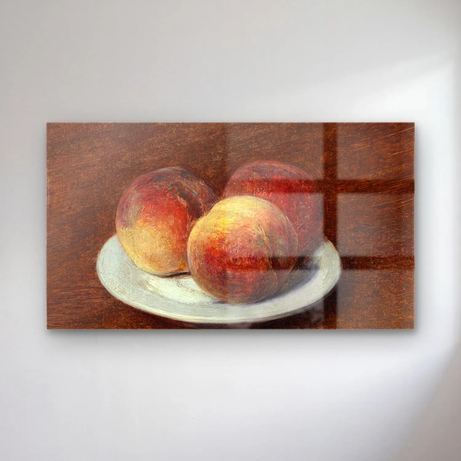 Henri Fantin-Latour – Three Peaches on a Plate cam tablo — Henri Fantin-Latour – Three Peaches on a Plate — empresyonist meyveli natürmort
