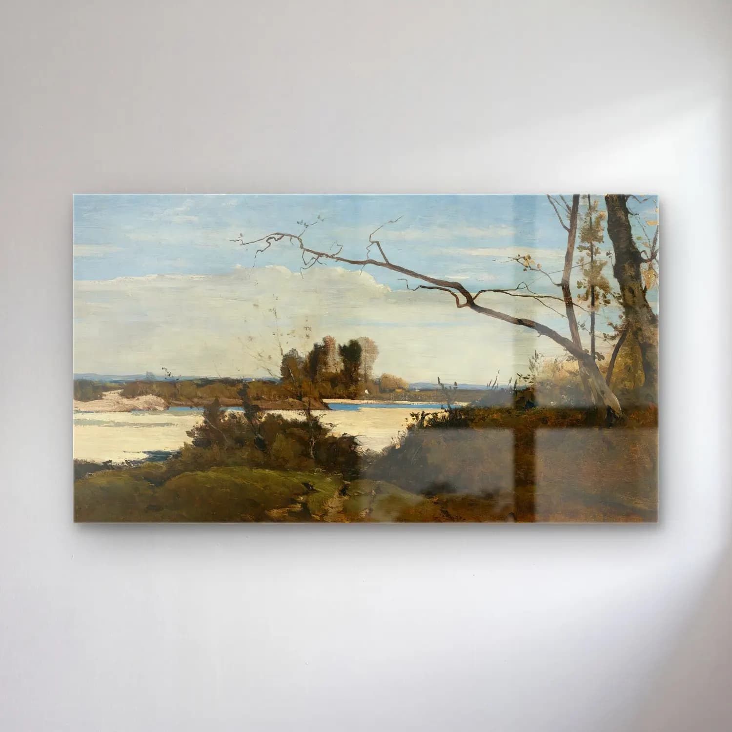 Henri-Joseph Harpignies – Bords De La Loire (Study For Les Corbeaux, Paysage) cam tablo — Henri-Joseph Harpignies – Bords De La Loire (Study For Les Corbeaux, Paysage) — empresyonist kırda nehir