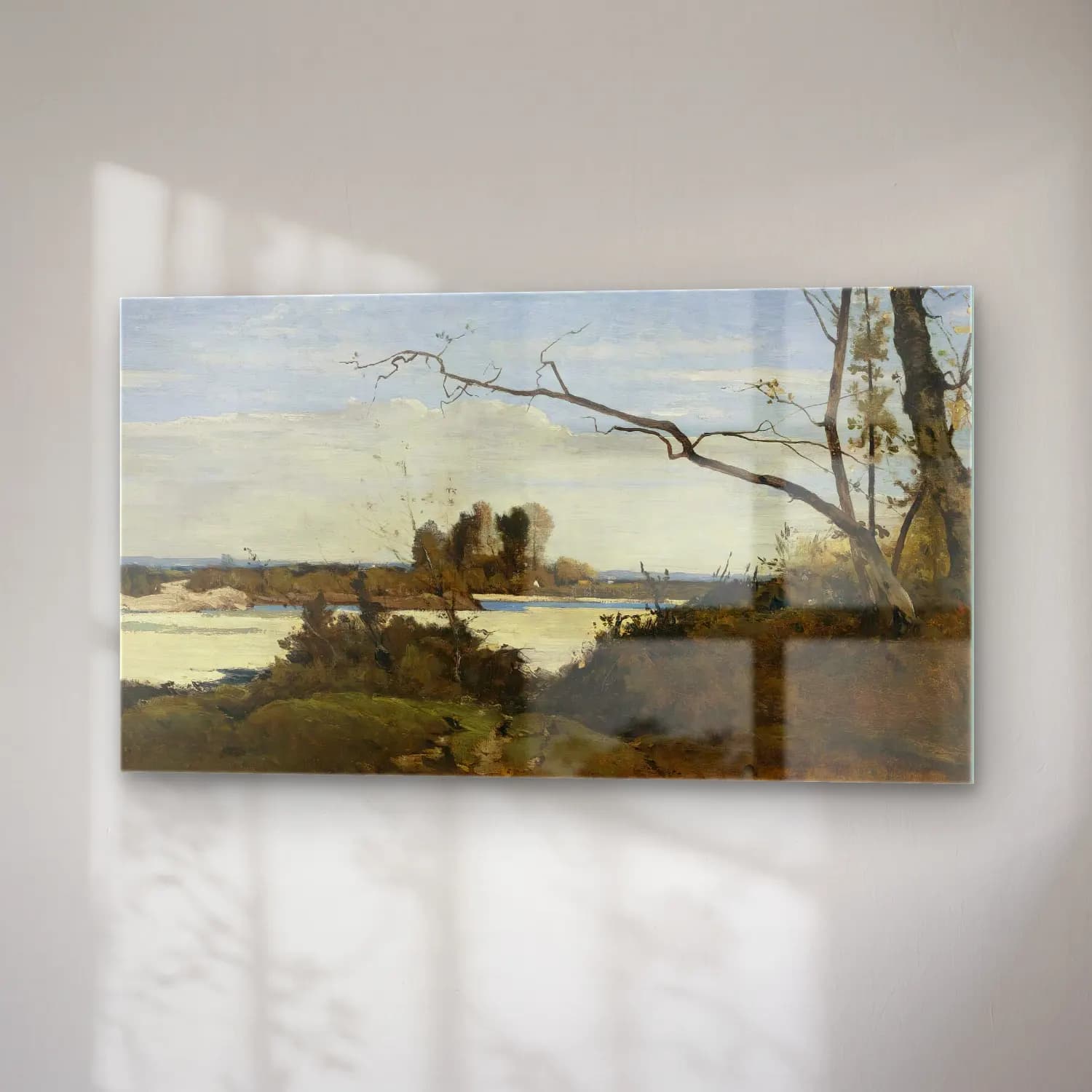 Henri-Joseph Harpignies – Bords De La Loire (Study For Les Corbeaux, Paysage) cam tablo — sağ açıdan görünüm