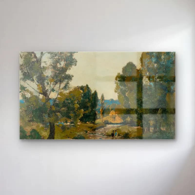 Henri-Joseph Harpignies – La flaque au bois cam tablo — Henri-Joseph Harpignies – La flaque au bois — empresyonist kırda nehir