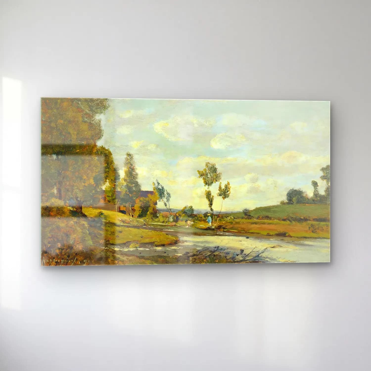 Henri-Joseph Harpignies – Lavandières Au Bord De La Rivière cam tablo — sol açıdan görünüm