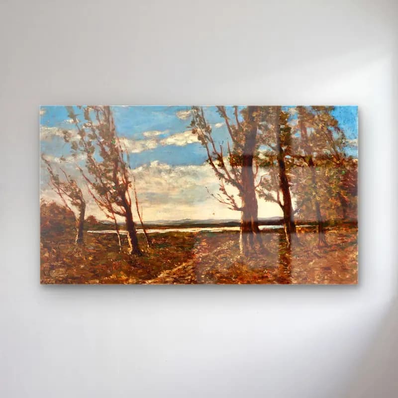 Henri-Joseph Harpignies – Paysage au coup de vent cam tablo — Henri-Joseph Harpignies – Paysage au coup de vent — empresyonist kırda nehir