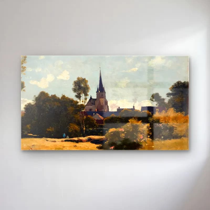 Henri-Joseph Harpignies – The Village Church cam tablo — Henri-Joseph Harpignies – The Village Church — empresyonist katedral