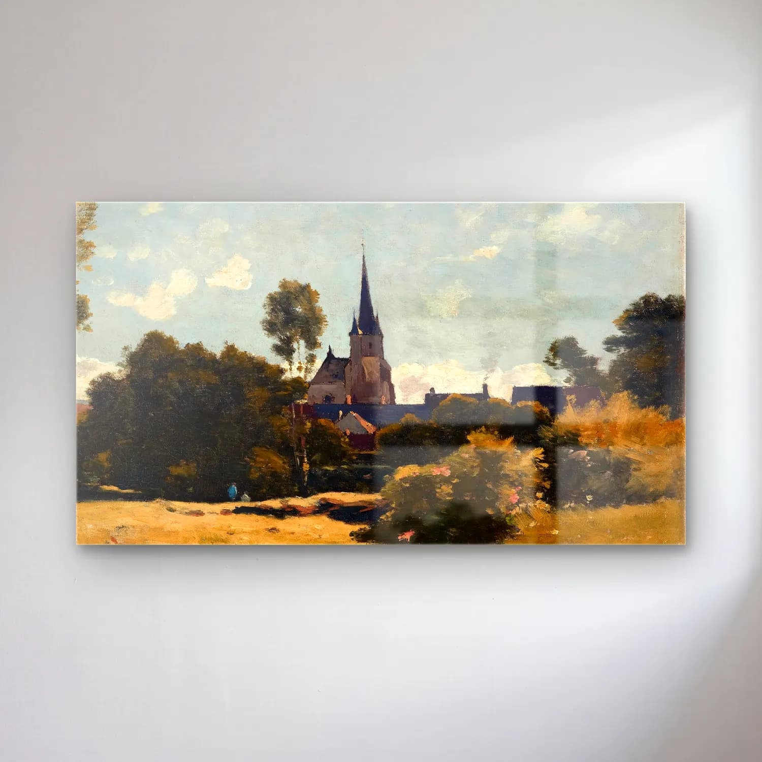Henri-Joseph Harpignies – The Village Church cam tablo — Henri-Joseph Harpignies – The Village Church — empresyonist katedral