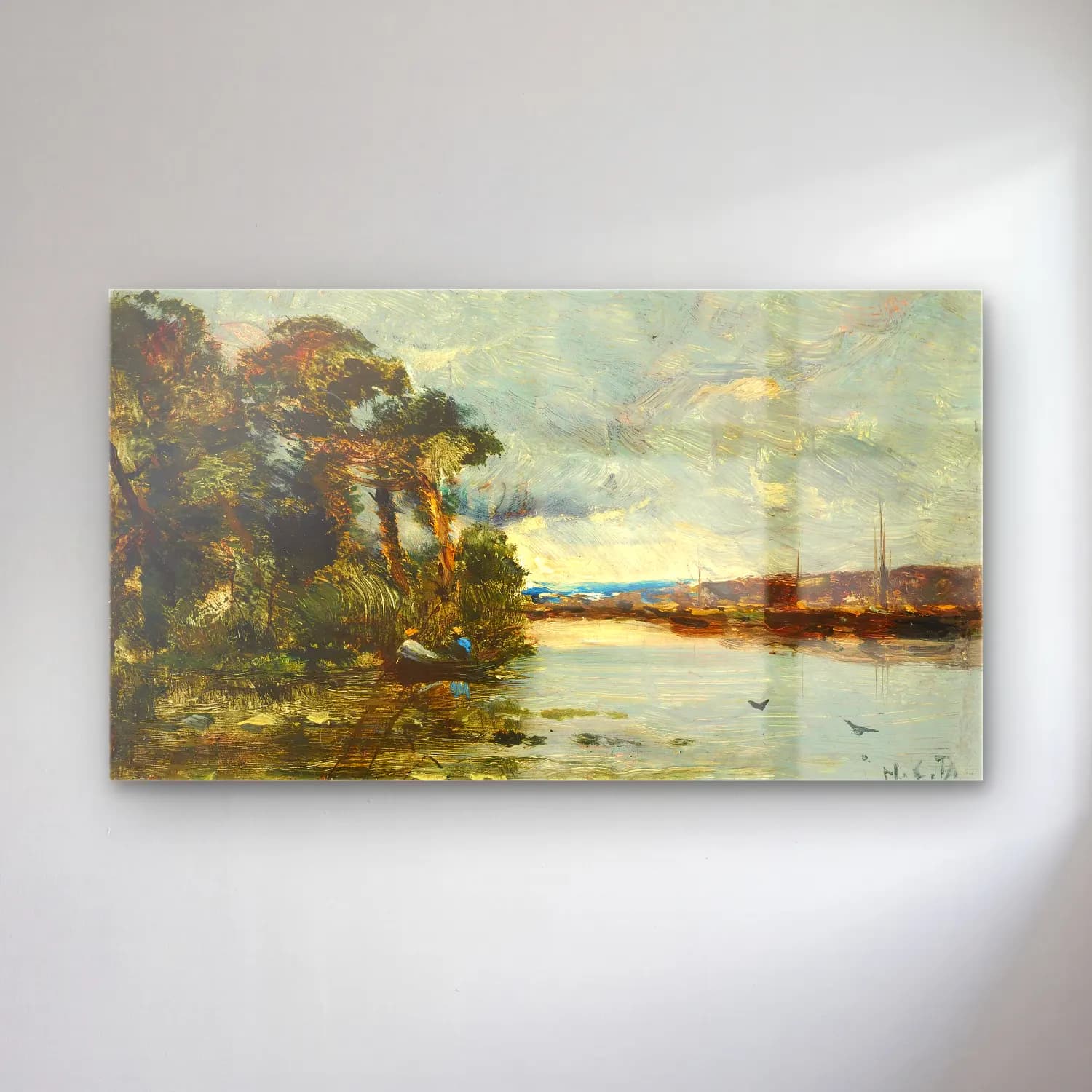 Hippolyte Camille Delpy – Canal De Pantin cam tablo — Hippolyte Camille Delpy – Canal De Pantin — empresyonist kırda nehir