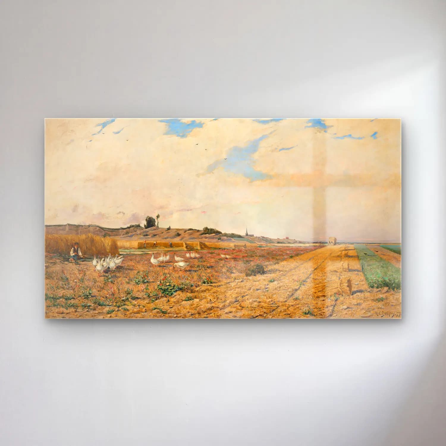 Hippolyte Camille Delpy – July cam tablo — Hippolyte Camille Delpy – July — empresyonist buğday tarlası