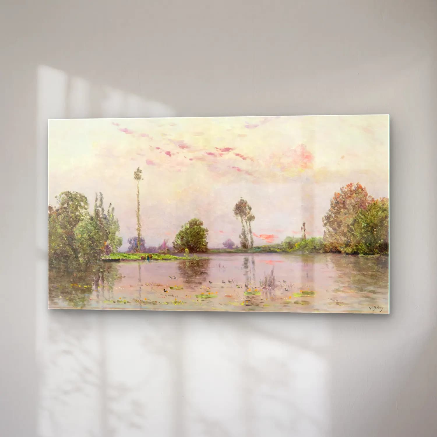 Hippolyte Camille Delpy – The Pond At Dusk cam tablo — sağ açıdan görünüm