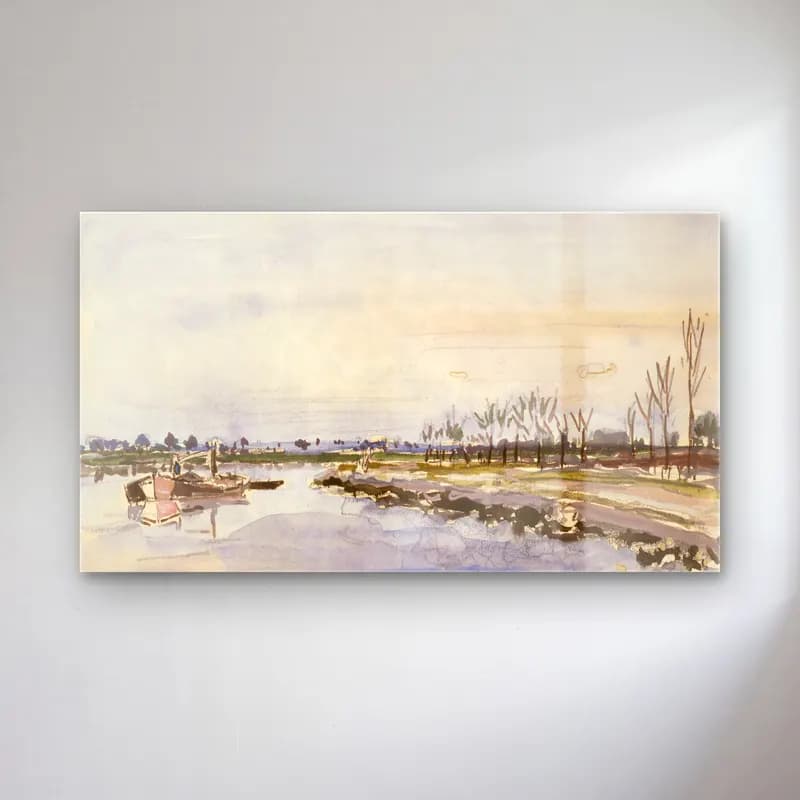 Johan Barthold Jongkind – Bords de rivière cam tablo — Johan Barthold Jongkind – Bords de rivière — suluboya liman ve tekneler