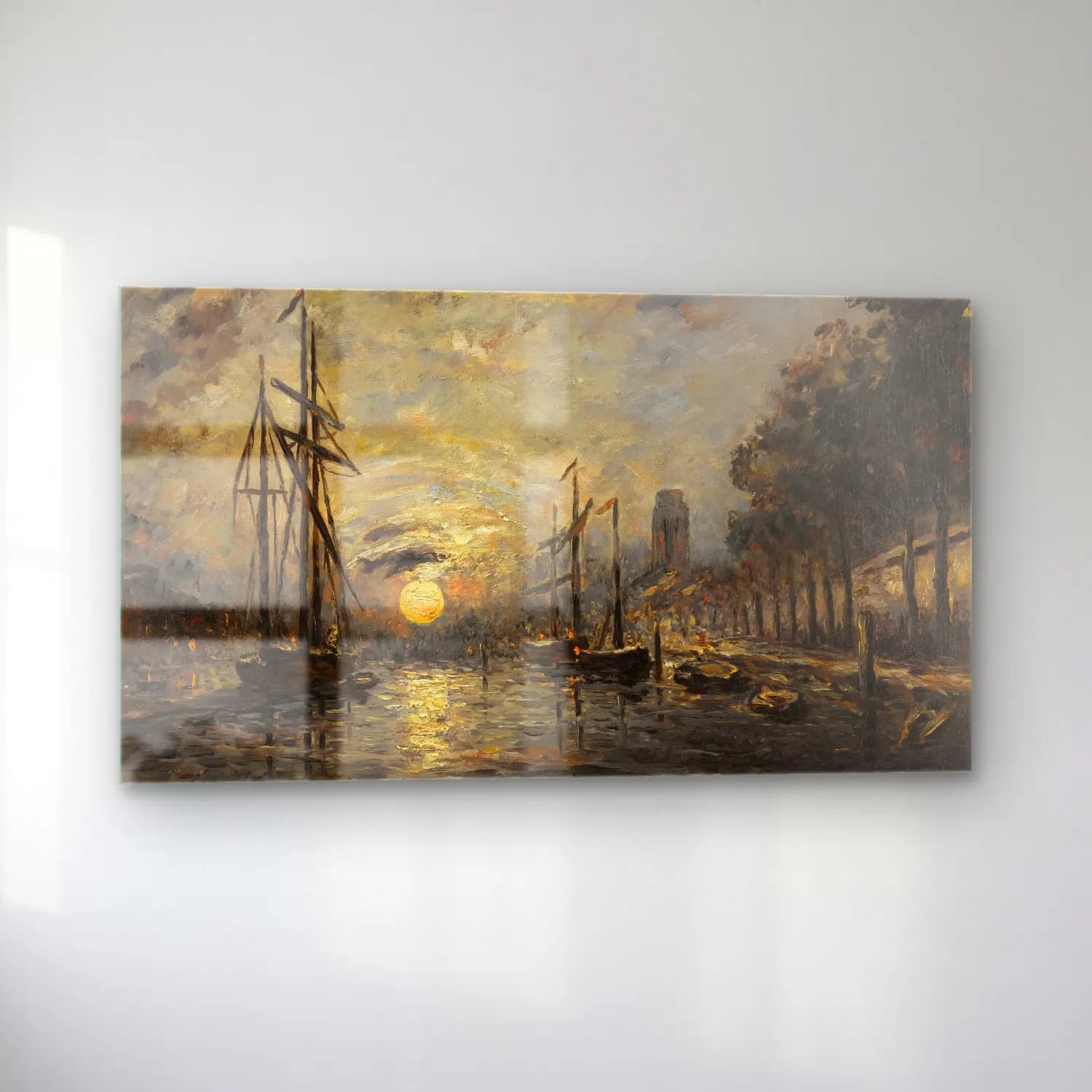 Johan Barthold Jongkind – Clair De Lune Sur Un Canal, Dordrecht cam tablo — sol açıdan görünüm
