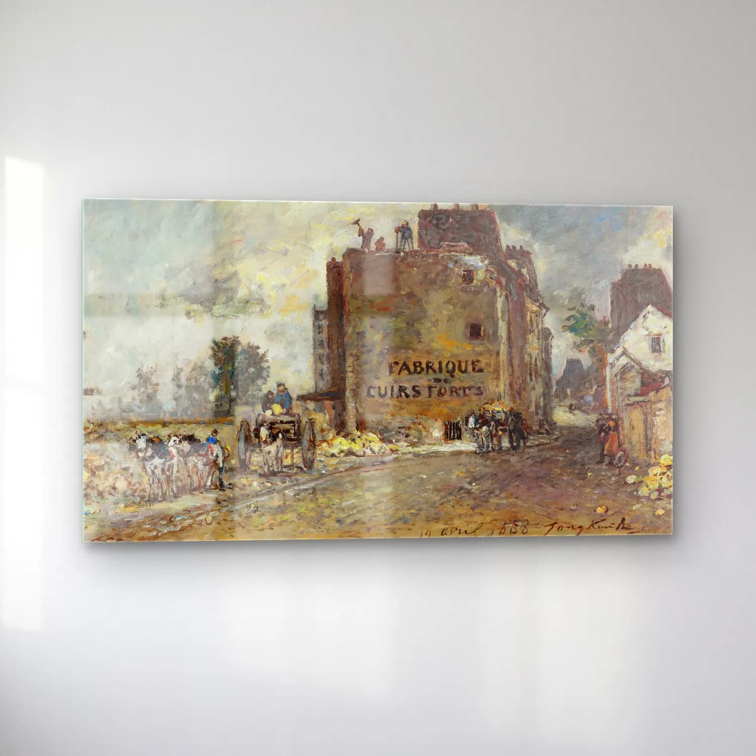 Johan Barthold Jongkind – Demolition work in Rue des Franc-Bourgeois St. Marcel cam tablo — sol açıdan görünüm