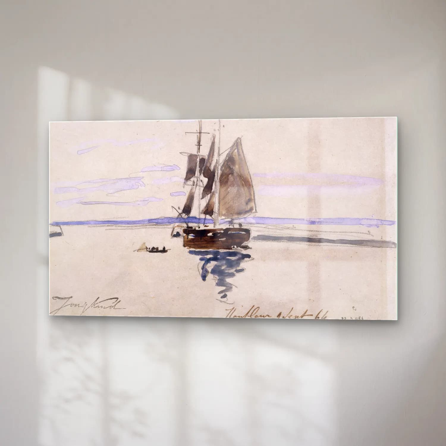 Johan Barthold Jongkind – La Mer à Honfleur cam tablo — sağ açıdan görünüm