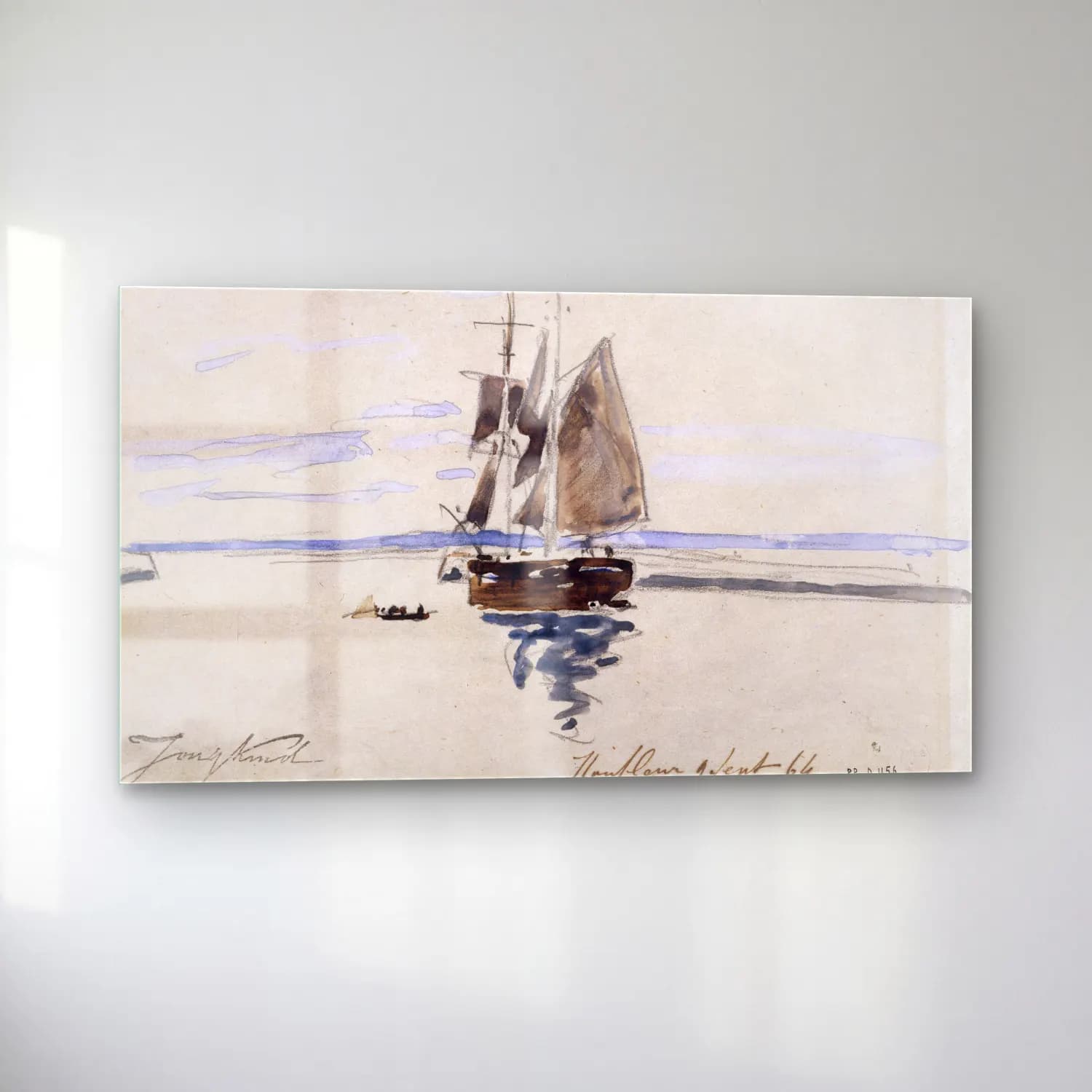 Johan Barthold Jongkind – La Mer à Honfleur cam tablo — sol açıdan görünüm