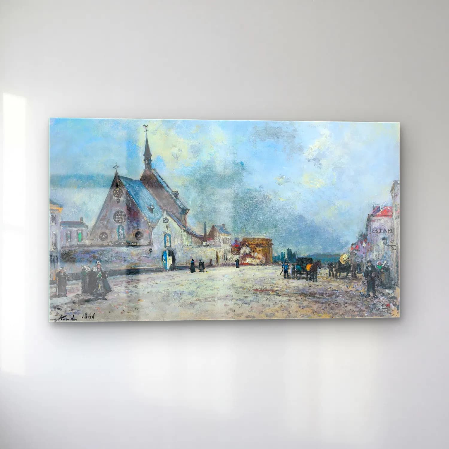 Johan Barthold Jongkind – La Place De L’église cam tablo — sol açıdan görünüm