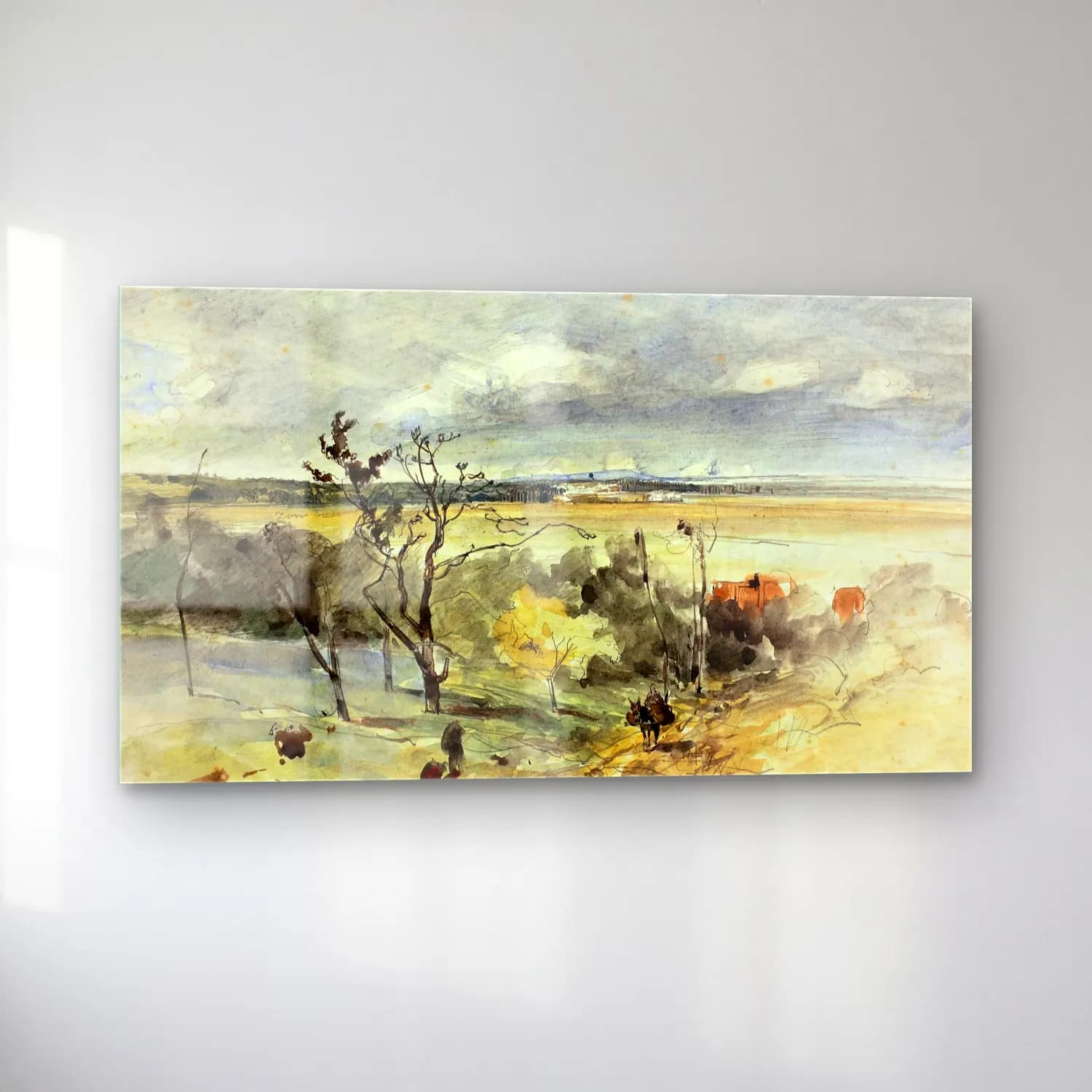 Johan Barthold Jongkind – Landscape with Man on a Donkey cam tablo — sol açıdan görünüm