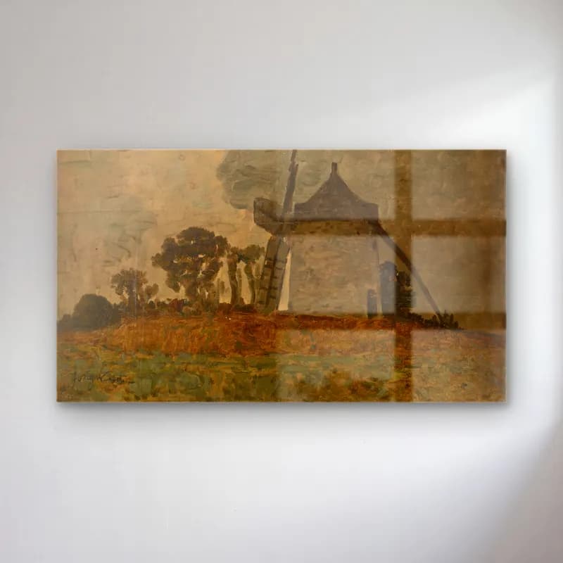 Johan Barthold Jongkind – Landscape with a Windmill (19th century) cam tablo — Johan Barthold Jongkind – Landscape with a Windmill (19th century) — empresyonist kır evi