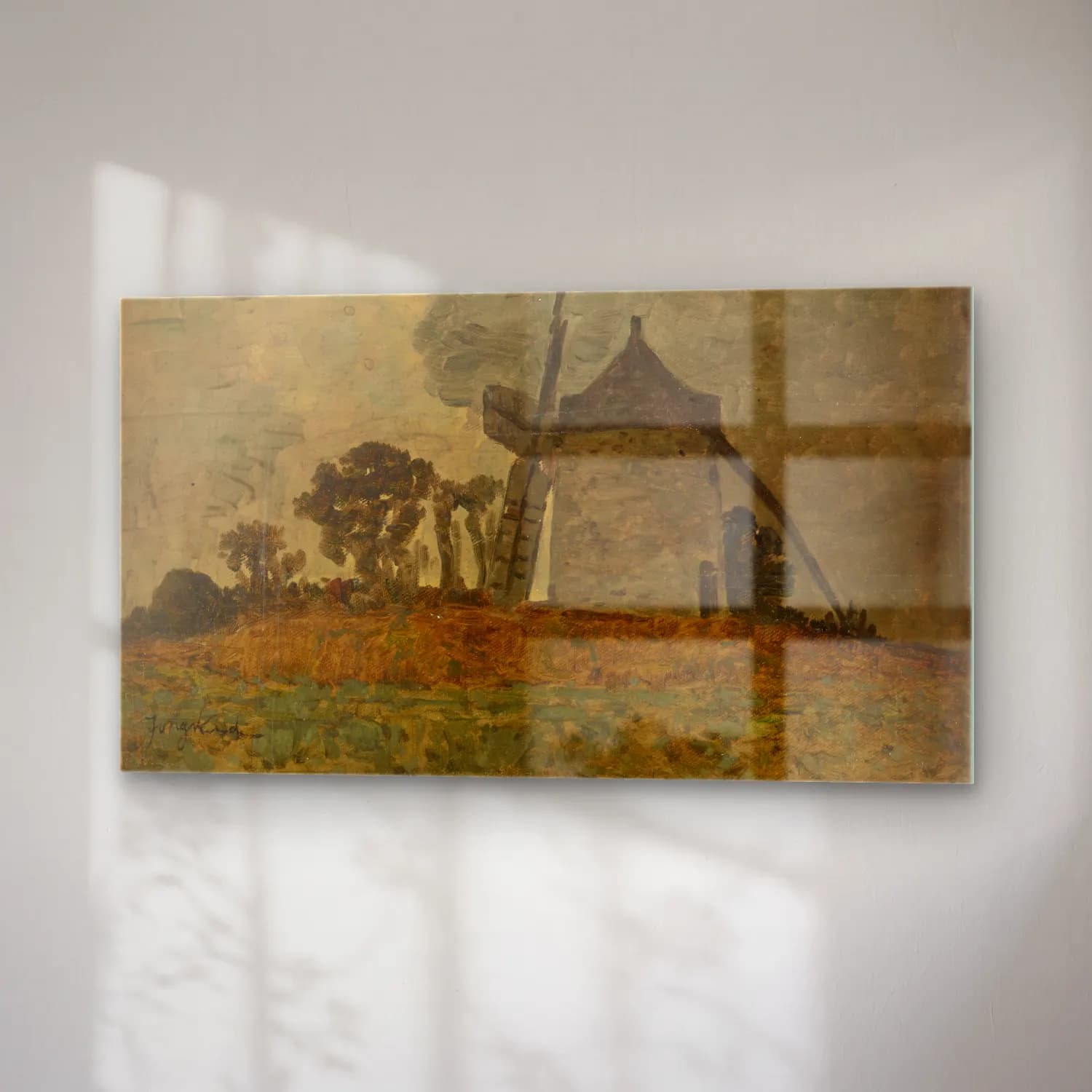Johan Barthold Jongkind – Landscape with a Windmill (19th century) cam tablo — sağ açıdan görünüm