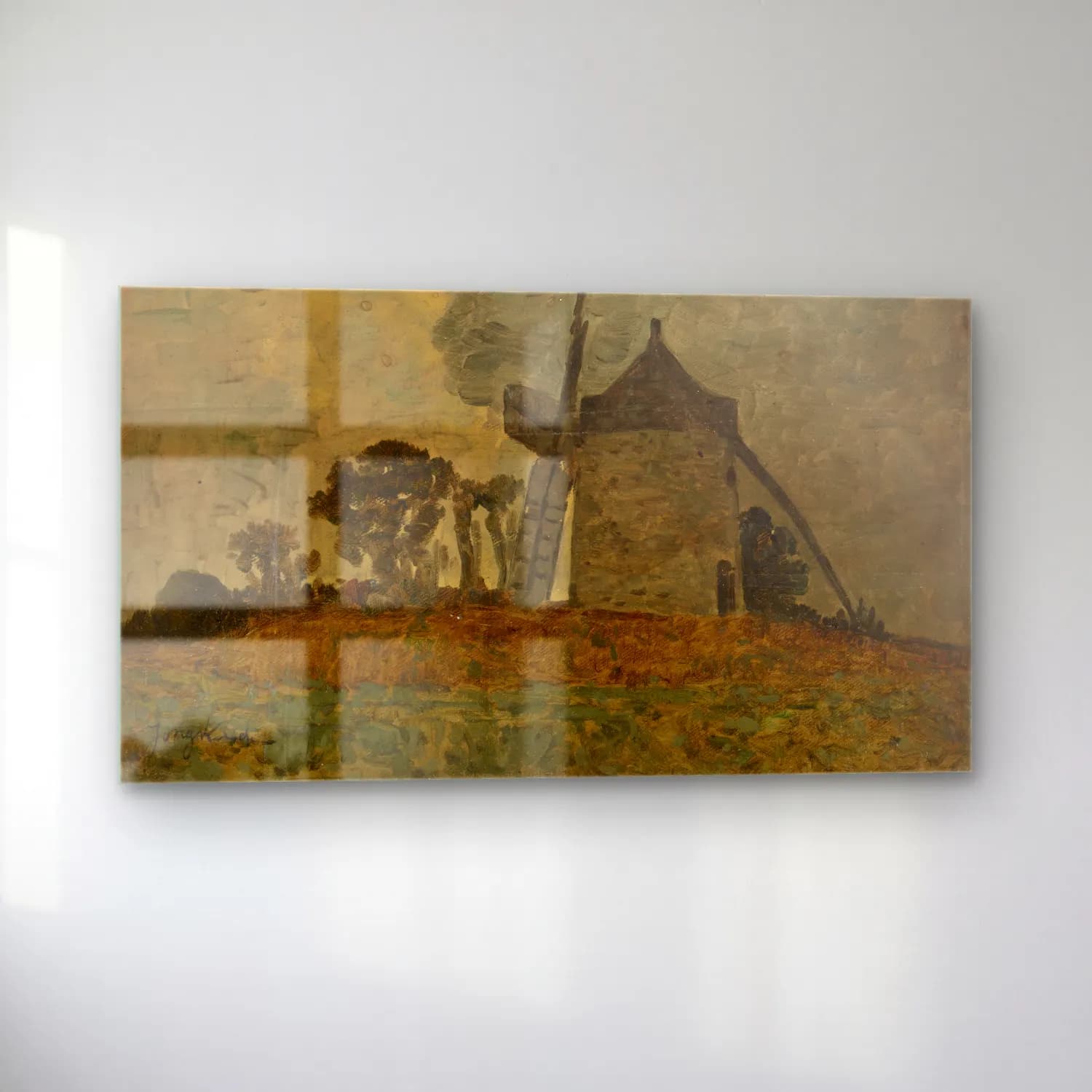 Johan Barthold Jongkind – Landscape with a Windmill (19th century) cam tablo — sol açıdan görünüm